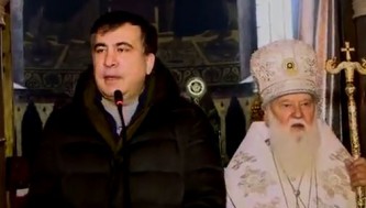 Михаил Саакашвили читает проповедь
