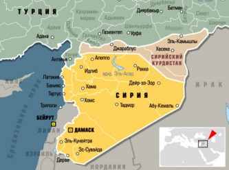 Предполагаемая территория сирийского Курдистана.