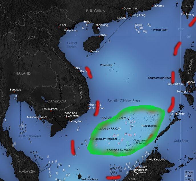 Южно китайское море на карте