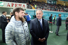 Кадыров и Мутко после матча Россия-Румыния