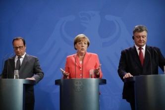 Олланд, Меркель и Порошенко 